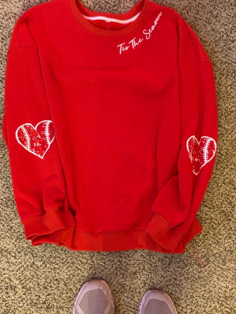 Red 'Tis The Season' Heart Elbow Sweatshirt